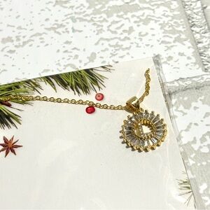 Nordstrom Mini Pave Letter L Alphabet Pendant on Gold Chain Necklace NEW